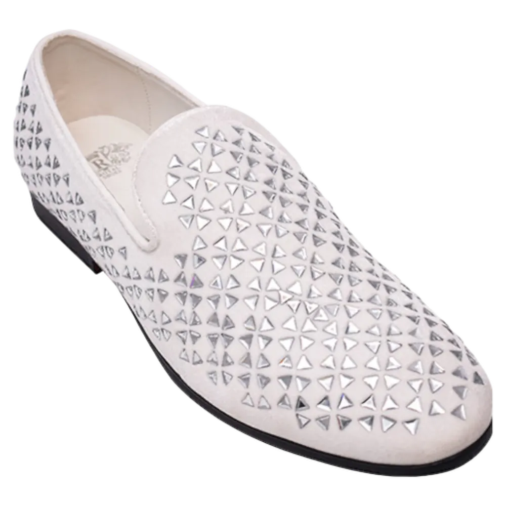 White and Sliver Royal Men’s Fashion Design Slip-on Loafer Shoes