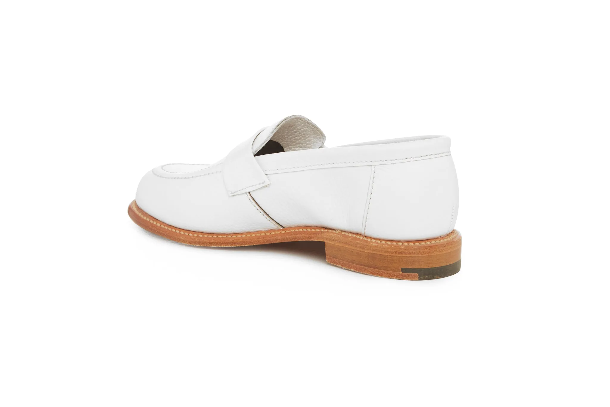 white leather loafers