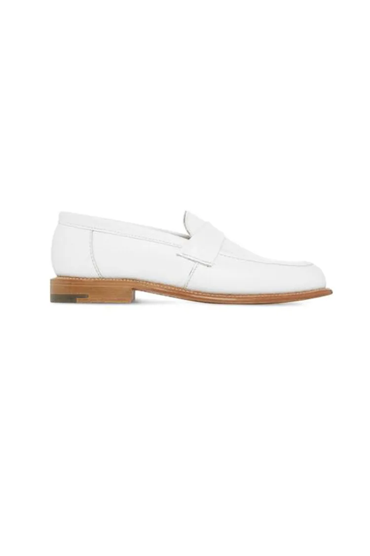 white leather loafers