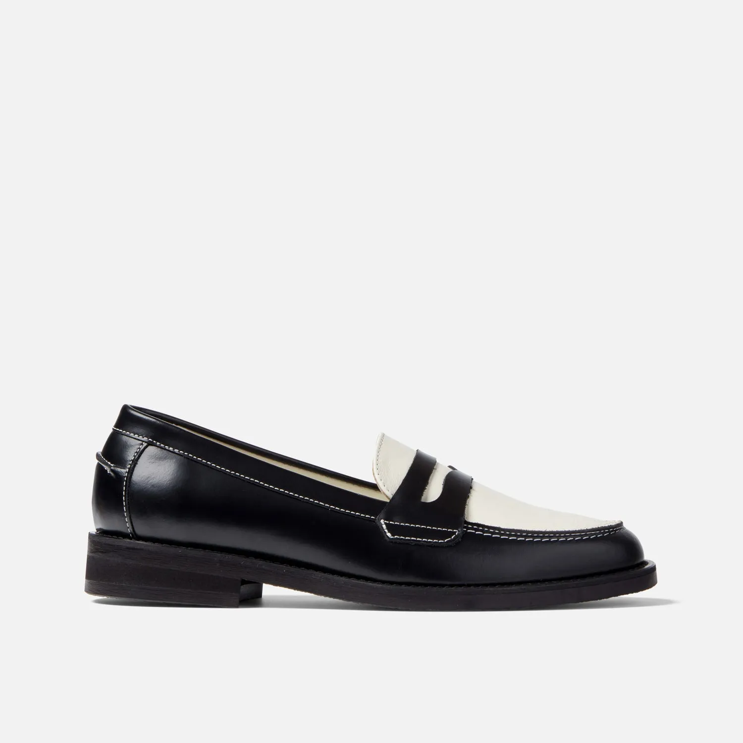 Wilde Black   White Penny Loafer - Women's