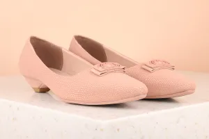 Women Pink Textured Pumps with Bows