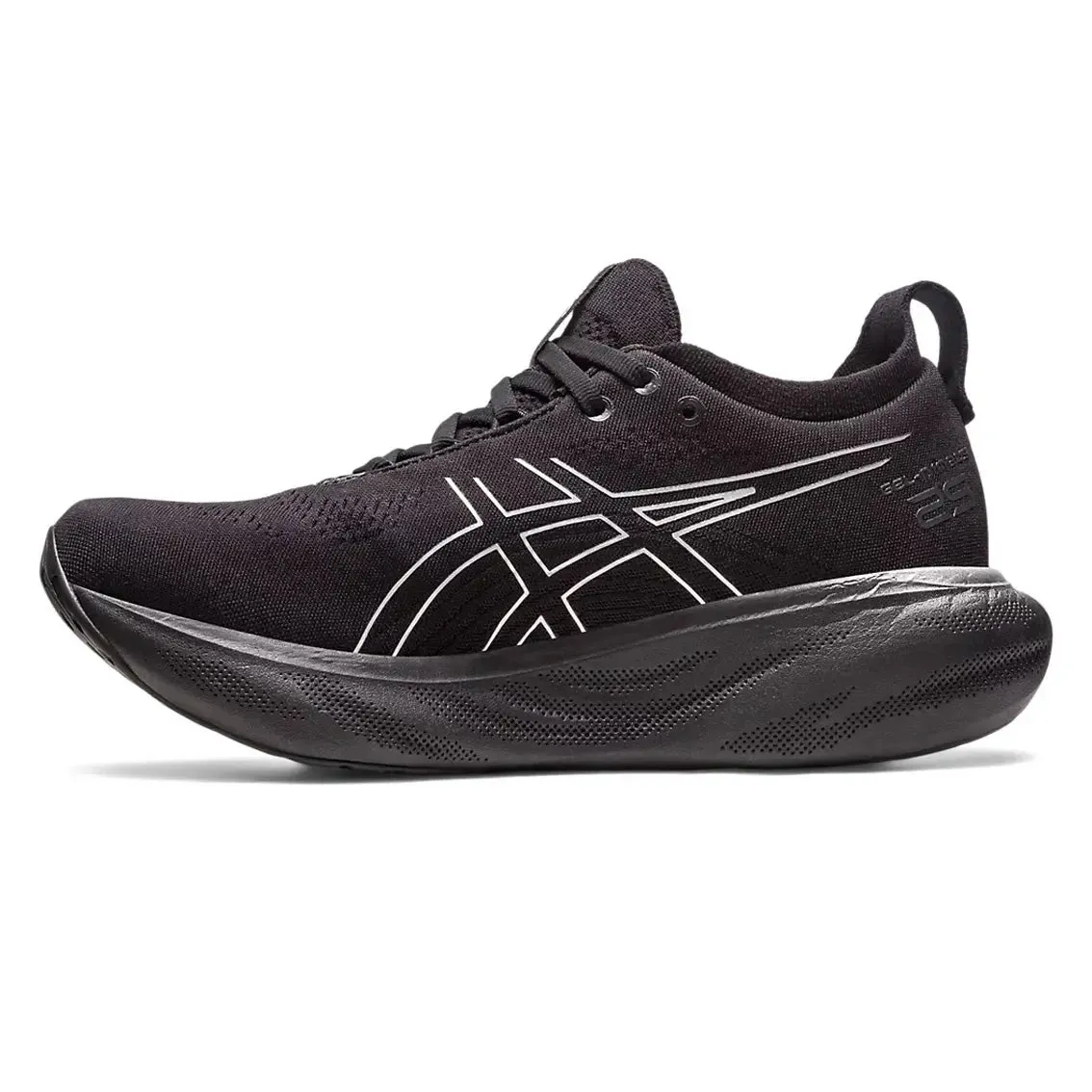 Womens ASICS Nimbus 25 Platinum - Black / Pure Silver