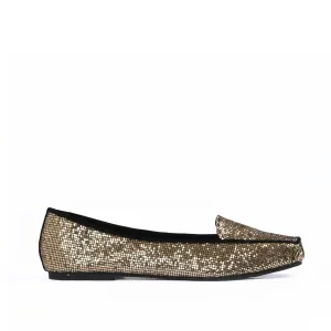 Women's Glittery Gold Loafers | 489D-X