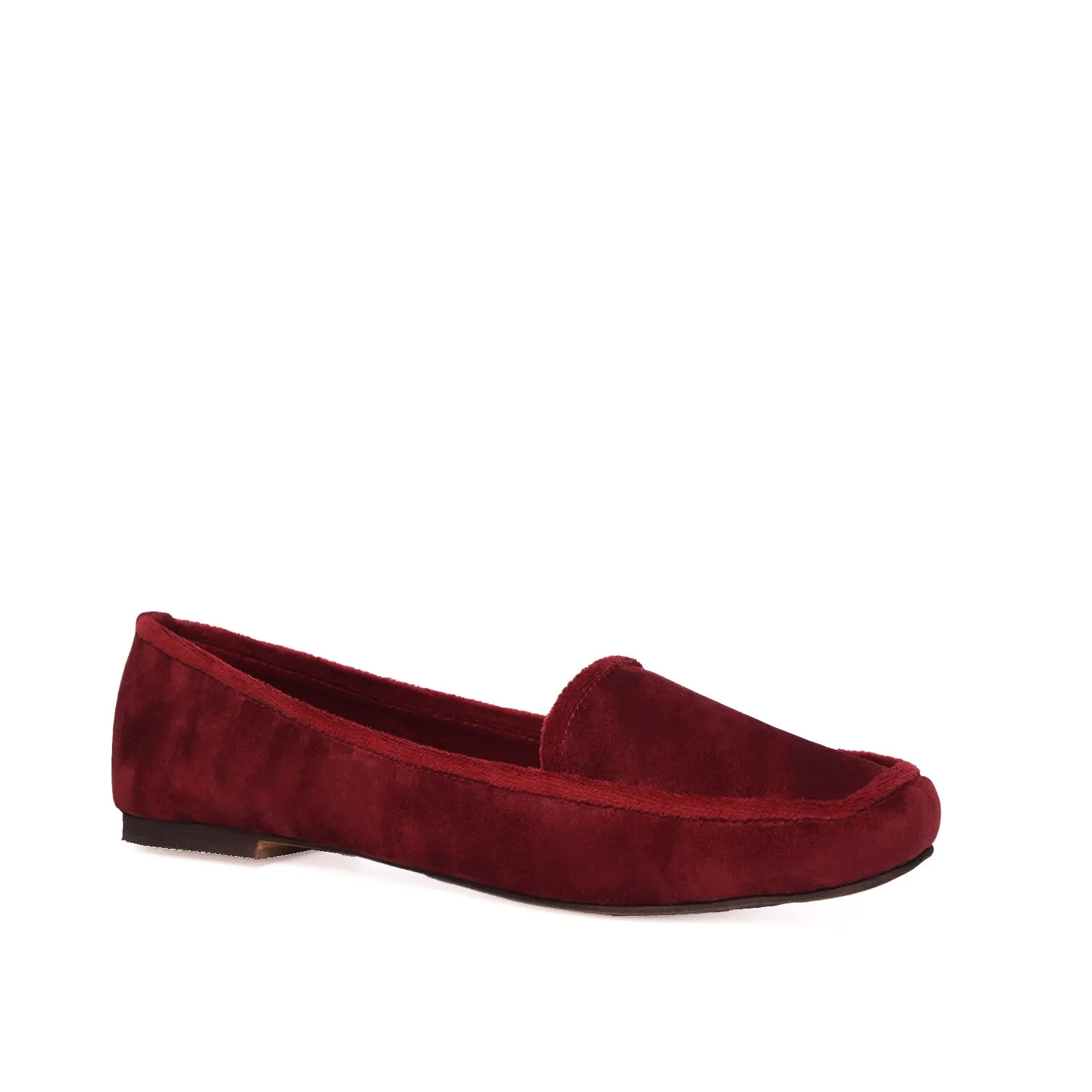 Women's Maroon Suede Loafers | 485L-M