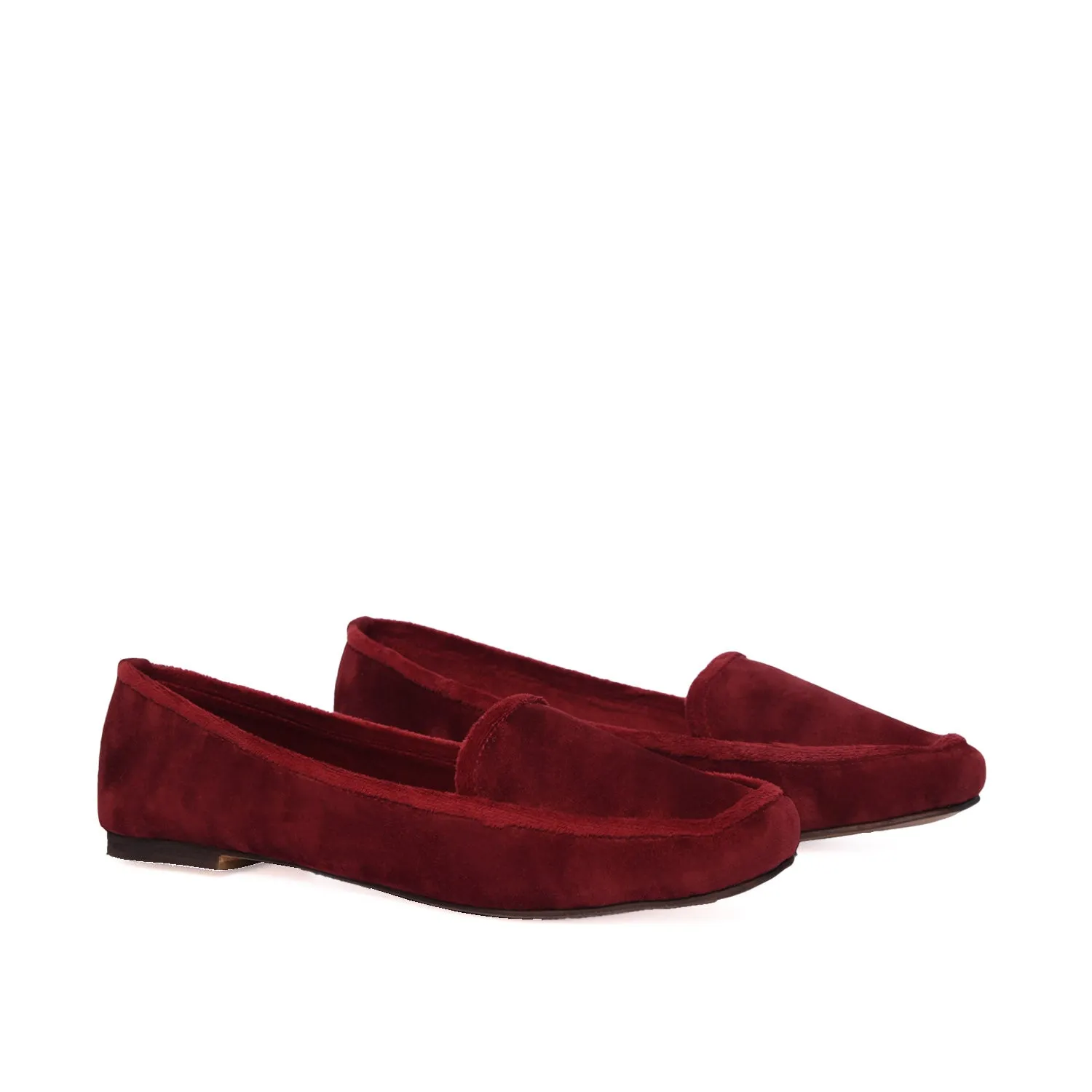 Women's Maroon Suede Loafers | 485L-M