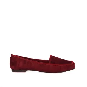 Women's Maroon Suede Loafers | 485L-M