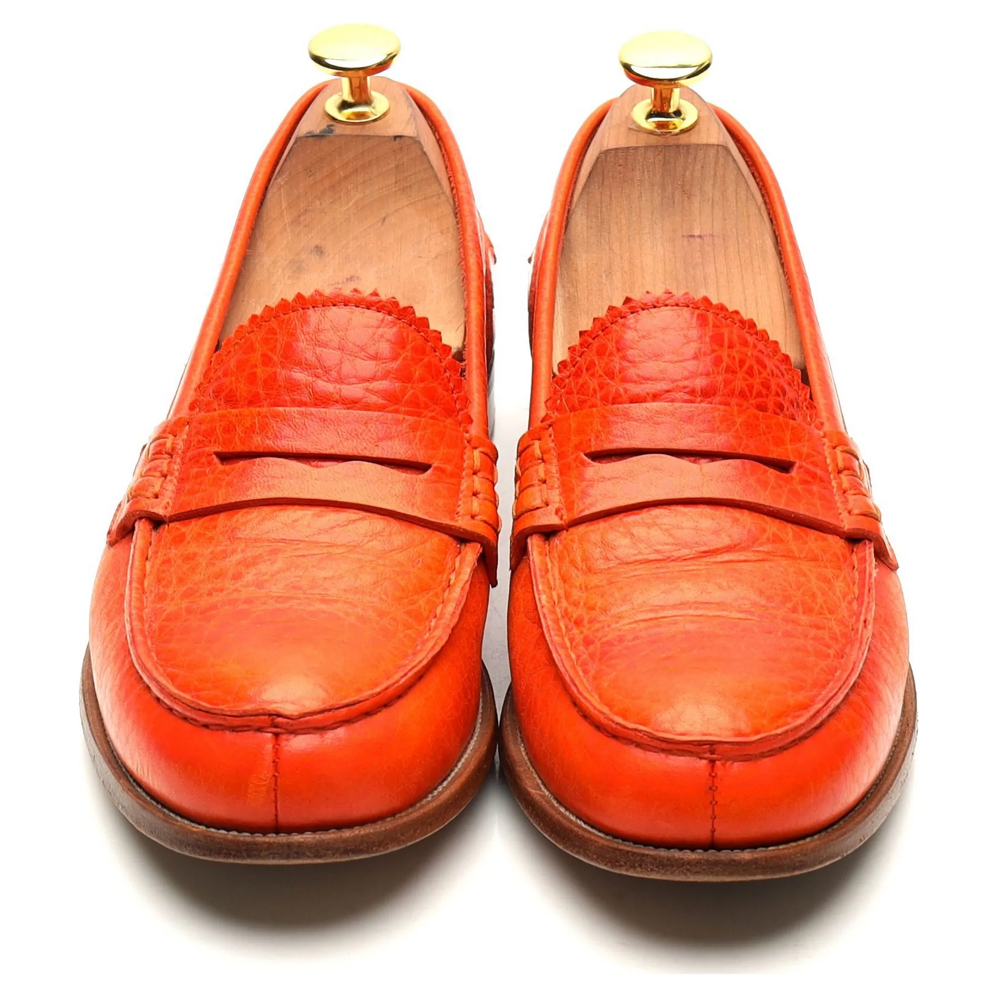 Women's 'Sally 2' Orange Leather Loafers UK 4.5 EU 37.5